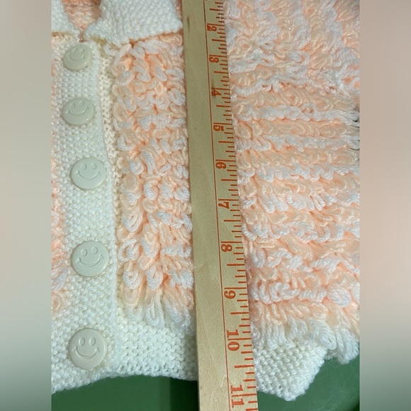 Cute Peach Loop Hand knit Sweater Cardigan Kid Baby Toddler 18-24 Mo - Picture 7 of 8